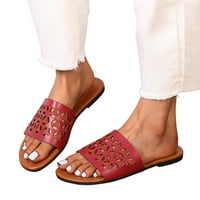 Daznico Ženske sandale Ladies Ljetne čvrste šuplje kože Otvoreni nožni prst Ravni dno papuče na plaži