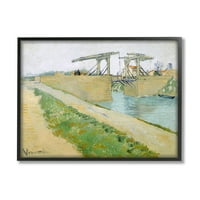 Stupell Industries de Brug van Langlois Vincent Van Gogh Bridge Slikanje slika crno uokvireni umjetnički print