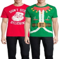 Božićne Muške majice s kratkim rukavima i kratkim rukavima S uzorkom 2 pakiranja