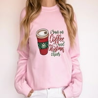 Božićna majica za kavu, Božićna Ženska majica, Božićni džemper, Božićni džemper s okruglim vratom, zimska majica,