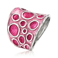 Talijanski ružičasti srebrni emajlirani okrugli prsten za žene i odrasle