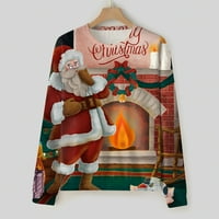 Božićne Muške majice s kapuljačom, muške zimske jesenske Ležerne majice s okruglim vratom s dugim rukavima s božićnim