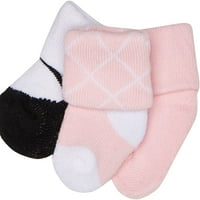 Pamučne čarape za novorođenčad i frotirne čarape za novorođene djevojčice, mašne, 0 mjeseci