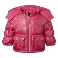 Ružičasta platinasta zimska jakna za djevojčice s metalnim sjajem, kaputom