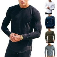 Muškarci majice dugih rukava mišićni gornji dio donje košulje posada vrat Osnovni tee pulover vrh