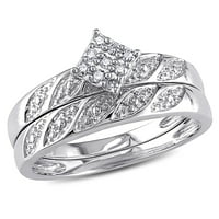 Miabella Ženska karat T.W. Diamond Sterling Silver Cluster Wedding and Anglegen Rings Set