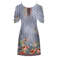 Ženske ljetne Mini haljine s ramena visokog struka s okruglim vratom haljina s cvjetnim printom rasprodaja haljina