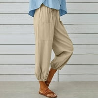 Lagane duge hlače od pamuka i lana, ženske hlače s visokim strukom, prozračne Vintage hlače, ljetne Ležerne hlače