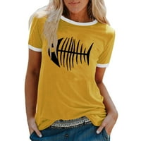Ženske majice s tunikom koje se mogu nositi s tajicama Sportska Moda Casual Print Okrugli vrat široka majica kratkih