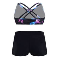 Renvena Kids Girls Criss Criss Tankini Swimssissuits Boyshorts kupaći kostimi Sport Athletic Dance Outfit