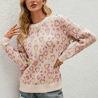 Ženski džemper s okruglim vratom i dugim rukavima s printom srca modni ležerni mekani džemperi Dukserice za žensku