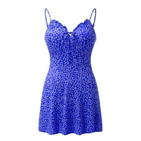 Ženska ljetna haljina u boji blok bez rukava A-Line Maxi Mini Sundress Blue XL