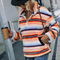 Ženska jesen i zimska srednja dugačka dvostrana baršunasta pruga ispisana plišana pulover dugi rukavi gornji kraj