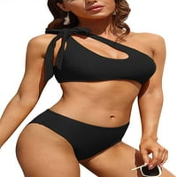 Ženski bikini set s jednim ramenom koji se veže na dva kupaća kostima visokog struka