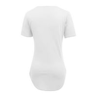 Ženski modni V-izrez Kratki rukavi čista boja ležerna labava majica Top Žene Košulje dugih rukava za žene za žene