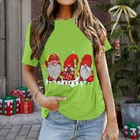 Ženski vrhovi ženski modni povremeni božićni tiskani kratki rubni majica vrhovi xxl