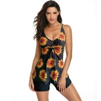 Ženska odjeća za plažu Plus size Vintage Boemski print tankini set s remenom na leđima kupaći kostim odjeća za