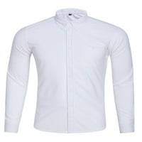 Glonme odbijte košulje ovratnika za muškarce casual radna košulja s tunikom obična fit rever vrat bluza bijela