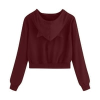 Slatka mačja uzorka uzorak za žene za žene ležerne duge rukave puni zip uprtning pulover majice vrhovi s džepovima
