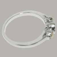 9-karatni ženski jubilarni prsten od punog bijelog zlata britanske proizvodnje s prirodnim akvamarinom i kultiviranim