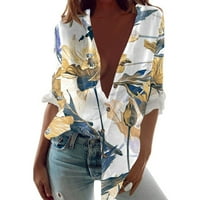 Ljetni vrhovi u A-listi, ženske Ležerne košulje s printom na kopčanje, prevelike bluze s dugim rukavima, majice