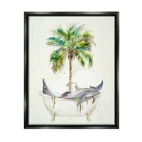 Stupell Tropical Dolphins kupaonica kade životinje i insekti slikaju crni plutari uokvireni umjetnički print zidna