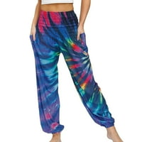 Hipi ženske kompresijske hlače za jogu u stilu boemske palače sa suženim dnom, Harem hlače s leptir mašnom, ženske
