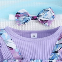Klizna haljina za djevojčice s printom leptira pleteni kombinezoni s dugim rukavima s rubom suknje odjeća za novorođenčad