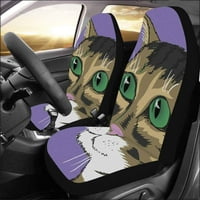 Komplet presvlaka za autosjedalice s uzorkom mačke, univerzalni zaštitnik prednjih sjedala za automobile, pogodan