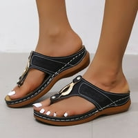 Ženski jednobojni set Ležerne ravne cipele za plažu sandale ženske cipele crna Veličina 38