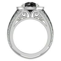 Zaručnički prstenovi od bijelog zlata od 14 karata s velikim crnim dijamantima okruglog reza s dijamantom od 4