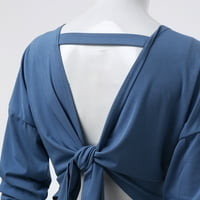 Mini haljine za žene dugački omotač od rukava s rukom v vrat pleteni bez leđa haljina pulover karoserija s remenom