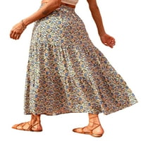 Ženska boemska Duga suknja u A-listu, Ležerne suknje s volanima, slojevita ljuljačka na plaži
