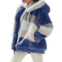Ženski izolirani kaput, Višebojni preveliki kaput s patentnim zatvaračem s otvorenim prednjim dijelom u bojama