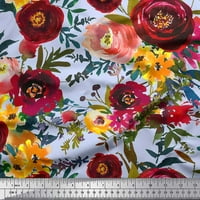 Tkanina za šivanje od zelene baršunaste tkanine s lišćem i ružičastim cvjetnim printom širine inča
