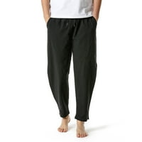 AMIDOA muški laneni pamuk labav ležerna lagana elastična hlača joga kućne hlače Standardne i velike i visoke