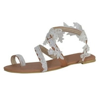 Hvyesh žene sandale od čipke, bijele ravne sandale, boho sandale, sandale na plaži, od bijelih čipkastih vjenčanih