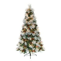 Umjetno božićno drvce od Pacifičkog bora od 7 stopa, unaprijed osvijetljeno, s prozirnim žaruljama navedenim u