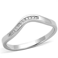 1682 - ženski prsten od poliranog nehrđajućeg čelika s prozirnim kubičnim cirkonijem razreda - veličina 10