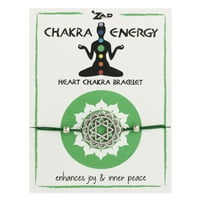 Zad nakit Green Heart Chakra Energy Slider za povlačenje narukvica - srebro