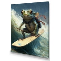DesignArt Frog Surfaning I Canvas Wall Art