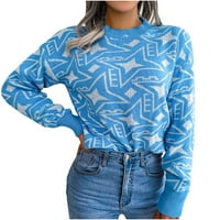 Ženske majice s kapuljačom U donjem rublju, ležerni puloveri s dugim rukavima s cvjetnim printom, plavi, u donjem