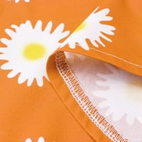 Ljetne haljine za žene s cvjetnim printom, kratke rukave, izrez u obliku slova, narančasta-5 inča