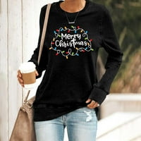 Ženska majica s okruglim vratom, božićna majica s printom dugih rukava, lagani široki vrhovi, košulje suhog kroja