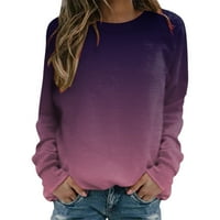 Majica s grafičkim printom u donjem dijelu, ženska modna majica s kapuljačom s gradijentnim printom, pulover s