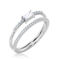 Art Deco Minimalist 1. Karat Emerald Cut Diamond Moissanite zaručnički prsten, vjenčani prsten u 10k čvrsto bijelo
