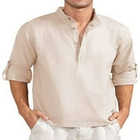 Capreze muški vrhovi Henley Neck bluza Čvrsta boja majice redovne fit pulover dugi rukavi Osnovni tinejdžer 2xl