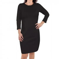 Ženska haljina od organskog pamuka s dugim rukavima, Crna, Plus veličina