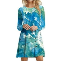 Mini haljine za žene u prodaji-modne jesensko - zimske ženske haljine s printom s okruglim vratom za ljeto u nebesko