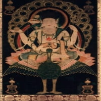 Kralj mudrosti Mahamajur Kujaku Mue, oko 12. stoljeća, svileni vez, Japan, Tokio, tisak plakata Nacionalnog muzeja